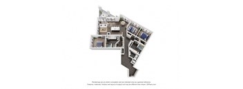 a stylized floor plan of a 2100 sq ft apartment