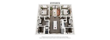 a 1 bedroom floorplan is shown in this rendering