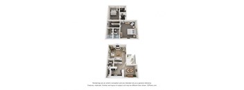 a stylized floor plan of a 2100 sq ft apartment