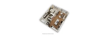 a 3d floor plan of a house with a bedroom and a living room