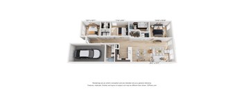 a stylized floor plan of a 1 bedroom apartment