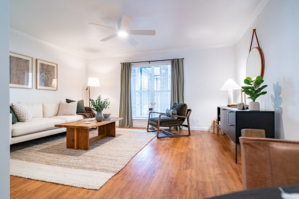 a living room with a couch and a coffee table