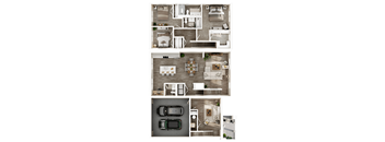 a 3d rendering of the floor plan of a bedroom