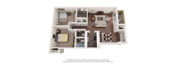 a stylized floor plan of a 1 bedroom apartment
