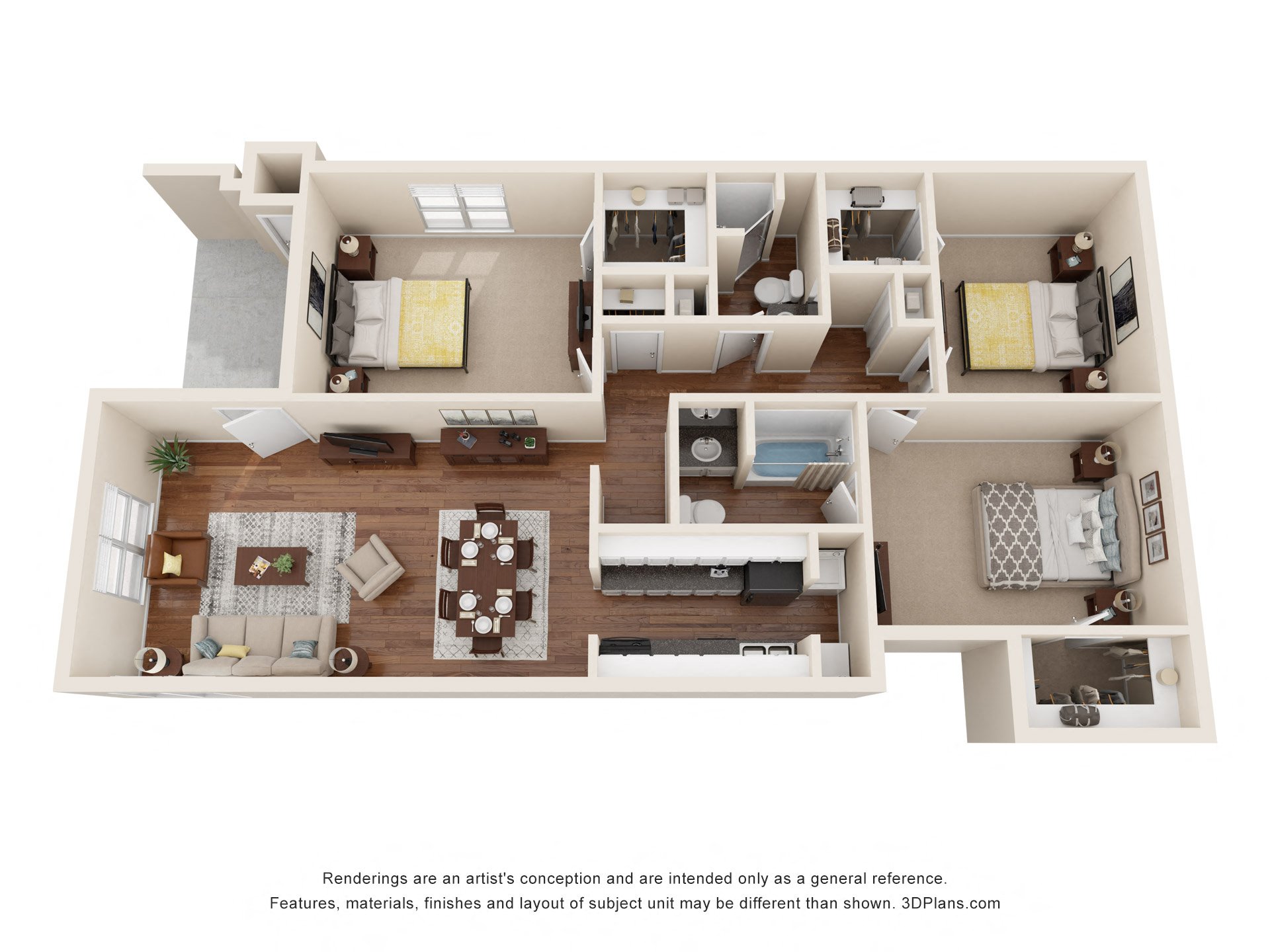 bedroom floor plan an in 3d