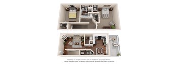 a spacious two bedroom apartment with a large balcony and a spacious bathroom with a tub and shower