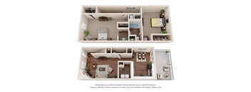 a stylized floor plan of a 1 bedroom apartment