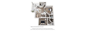 A 3D floor plan of a house with bedrooms on the second and third floor.