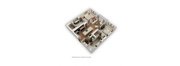 a 3d floor plan of a house with a bedroom and a living room