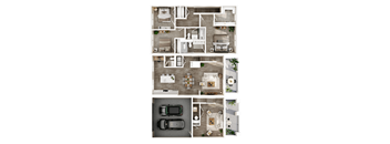 a floor plan of a house with 4 bedrooms and 2 baths