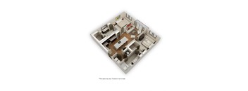 a 3d floor plan of a house with a bedroom and a living room