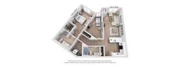 a 3d floor plan of a home with a bedroom and a living room