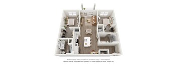 a 3d floor plan of a home with a bedroom and living room