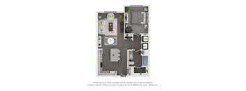 a 1 bedroom floorplan of a 2100 sq ft