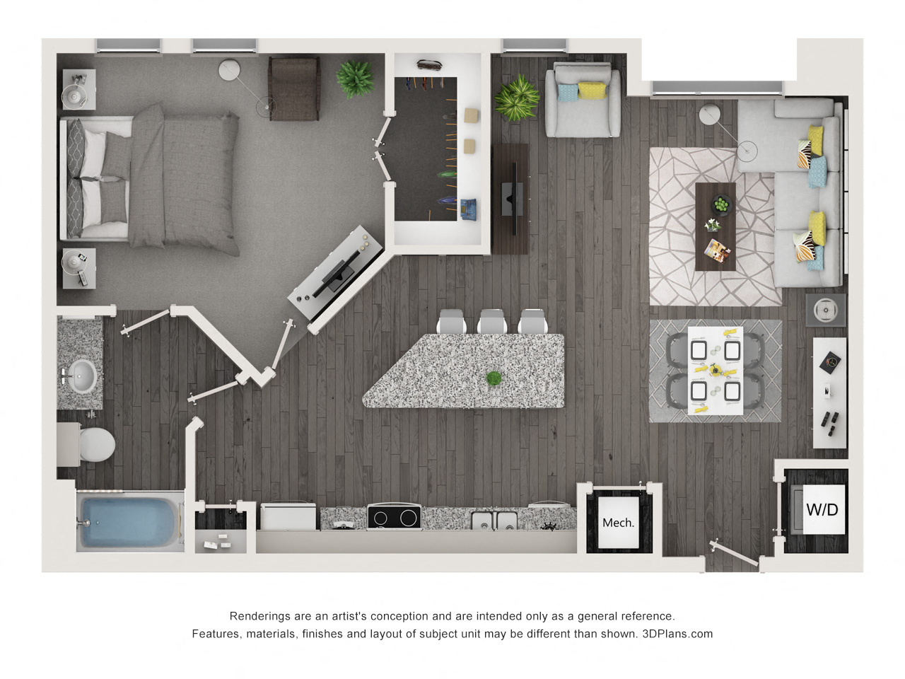 a 1128 sqft floor plan  1 bedroom