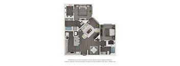 a 1 bedroom floorplan of a 2100 sq ft