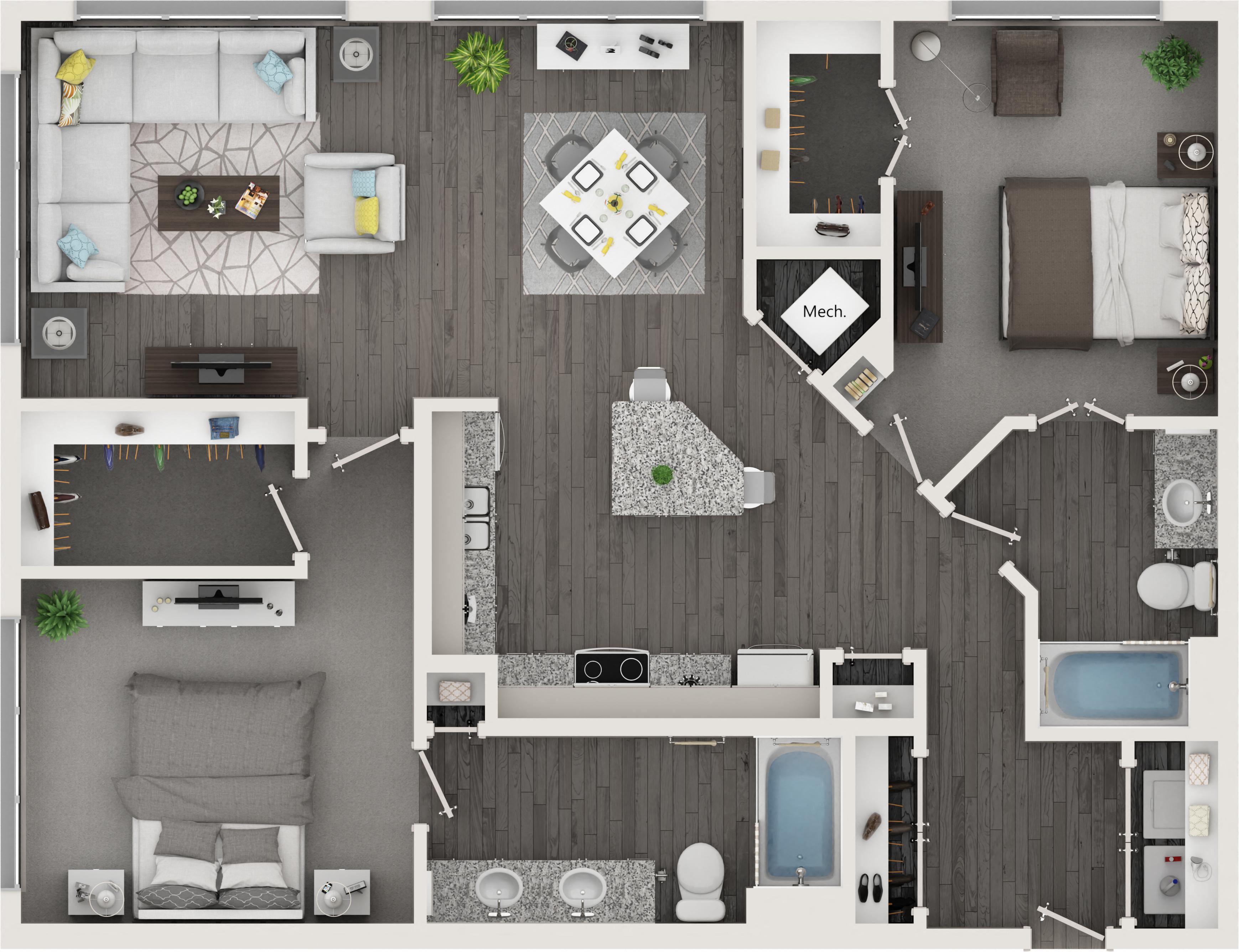 a 2132 sq ft apartment with roommates