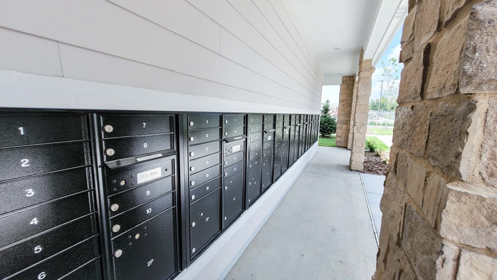 the lockers are lined up on the side of the building