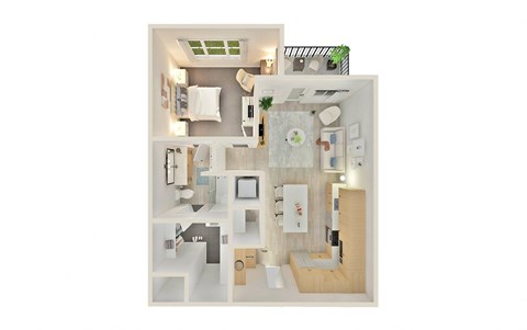 a view of the 1 bedroom floor plan of a 2100 sq ft apartment