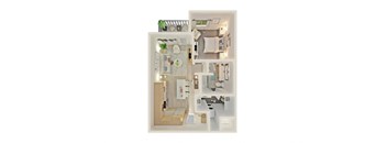 a bedroom floorplan of a 555 sq ft apartment