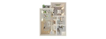 a floor plan of a house with a bedroom and a living room