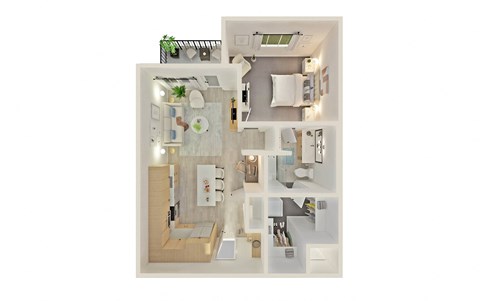 a floor plan of a house with a bedroom and a living room