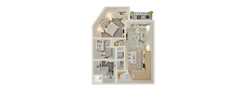 a floor plan of a house with a bedroom and a living room