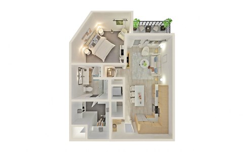 a floor plan of a house with a bedroom and a living room