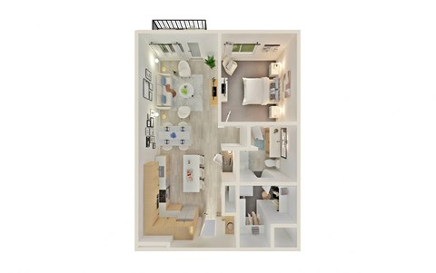 a bedroom floorplan of a 555 sq ft apartment
