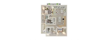 a floor plan of a house with a bedroom and a living room