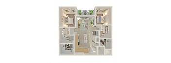 a floor plan of a house with a bedroom and a living room