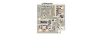 a floor plan of a house with a bedroom and a living room
