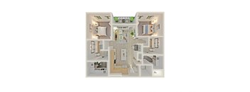 a floor plan of a house with a bedroom and a living room
