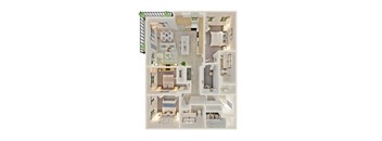 a floor plan of a house with a bedroom and a living room