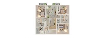 a 3d floor plan of a house with a bedroom and living room