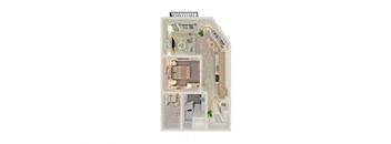 a floor plan of a house with a bedroom and a living room