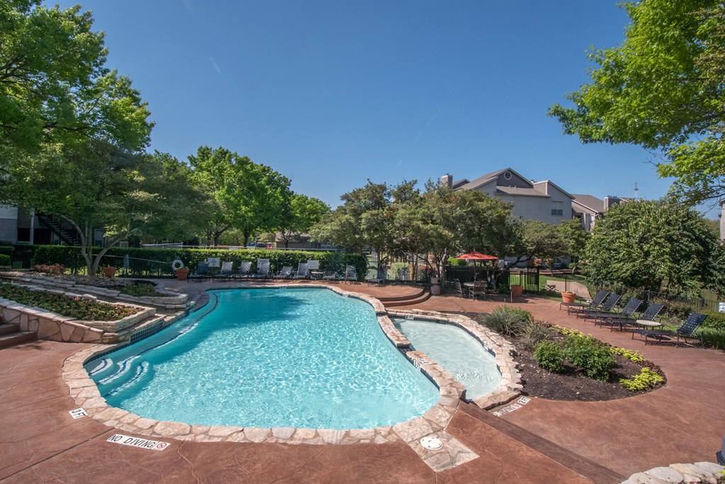 take a dip in the resort style pool at villas at houston levee west apartments
