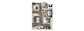 a 1 bedroom floorplan of a 555 sq ft condo