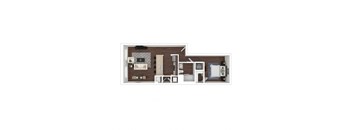 a bedroom floor plan with a bed a bathtub and a sink