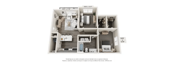 A floor plan of a two-bedroom apartment with dimensions and a disclaimer at the bottom.