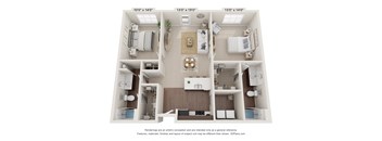 a 3d floor plan of a home with a bedroom and living room