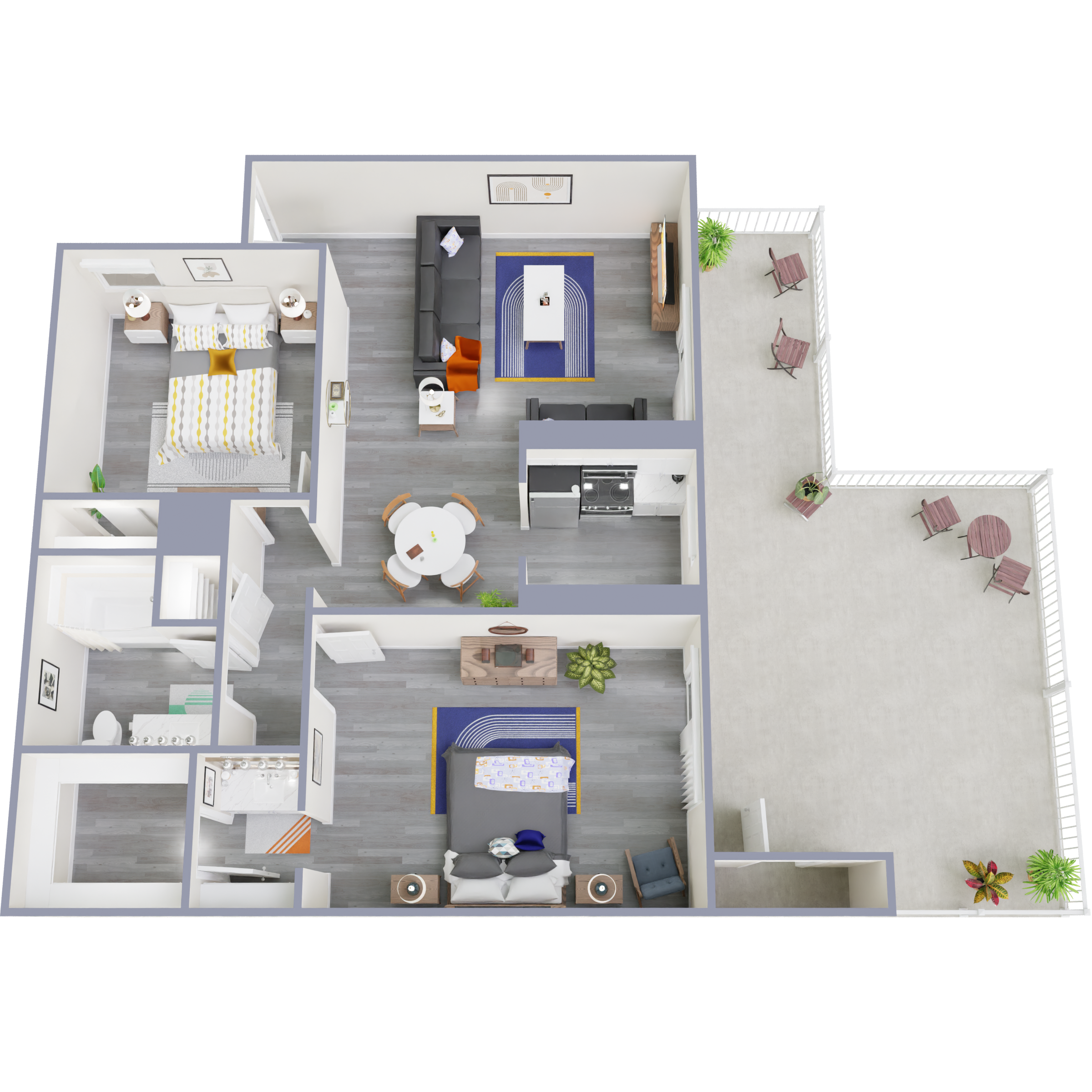 an image of a 2 bedroom 1.5 bathroom 1250 square feet