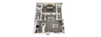 a 3d rendering of our 1 bedroom apartment at princeton court apartments in dallas