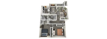 a 3d floor plan of a 3 bedroom apartment, transparent png download