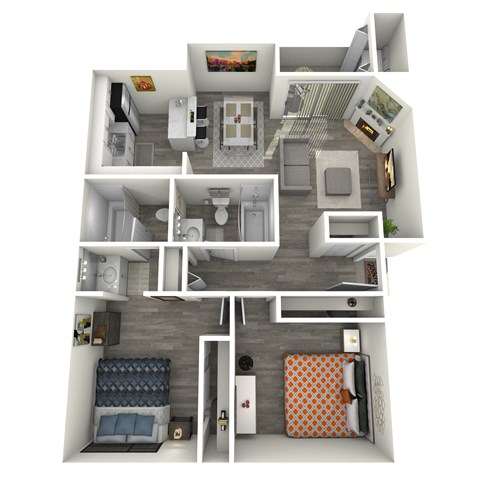 a 3d floor plan of a 3 bedroom apartment, transparent png download
