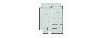 A floor plan of a house with a balcony, great room, bedroom, bath, and W.I.C.