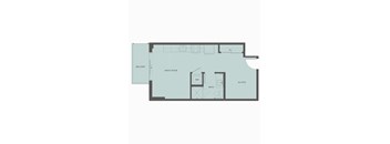 A floor plan of a house with a balcony, great room, alcove, and bath.