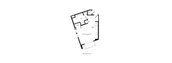 A floor plan of a living room and bedroom.