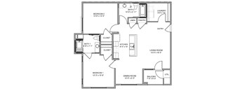 A black and white image of a house floor plan.