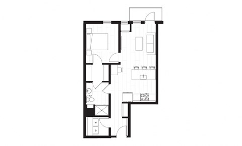 bedroom floor plan of an open concept home